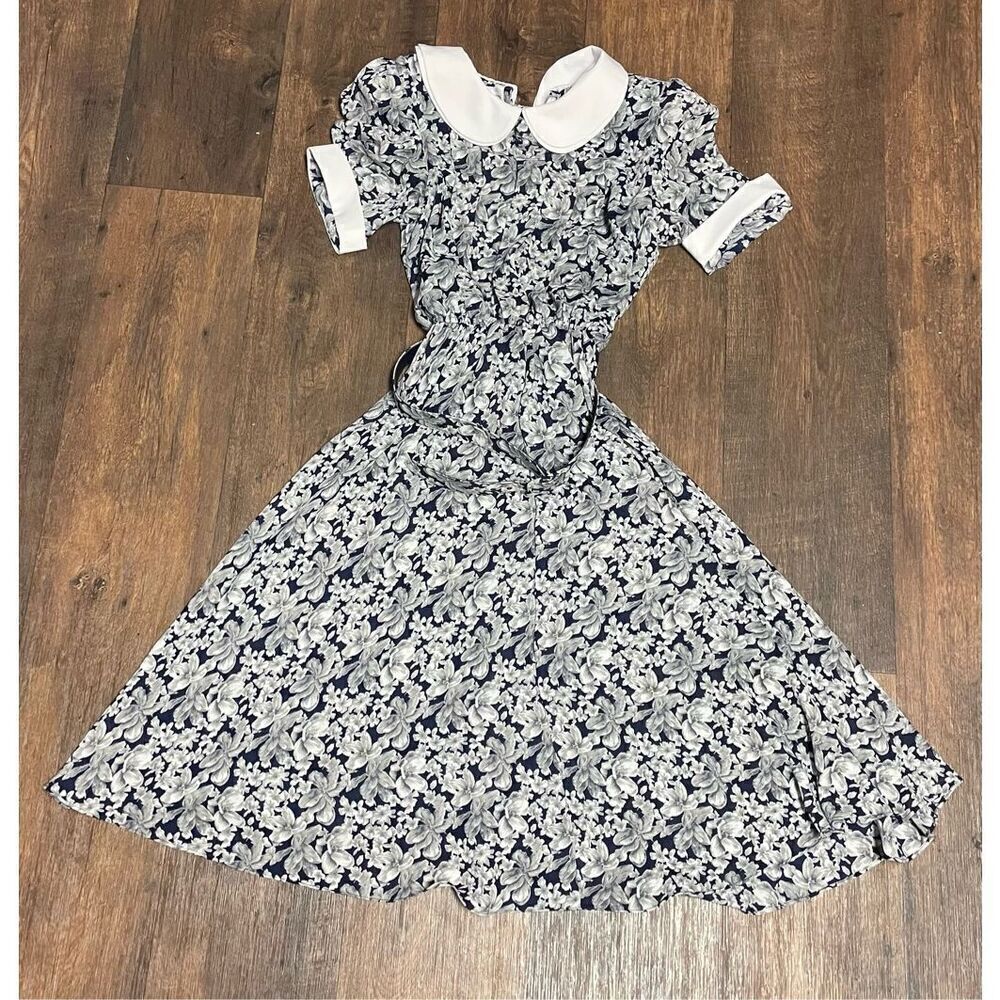 Liz Roberts Petite Vintage Lapels Cottagecore Prairie Dress